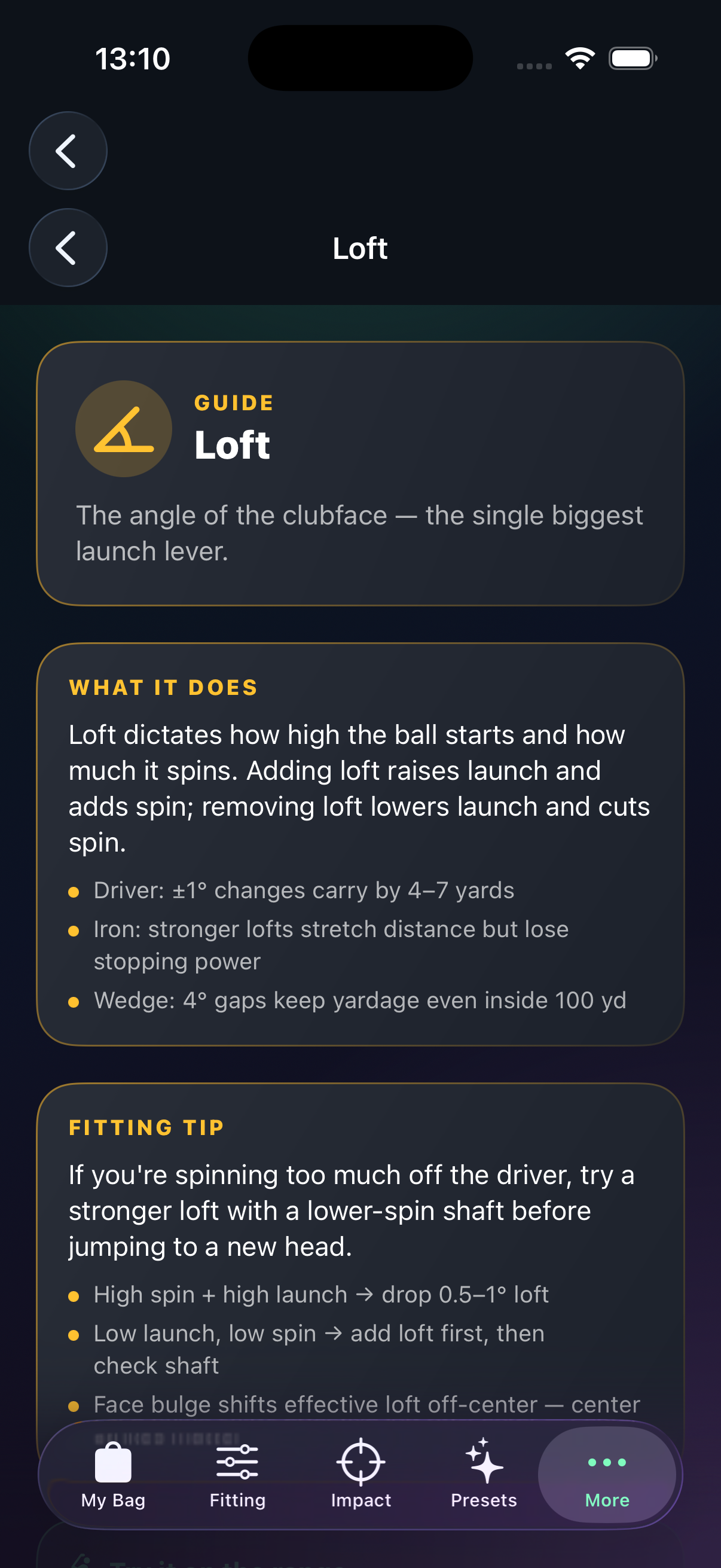 Guide page explaining loft